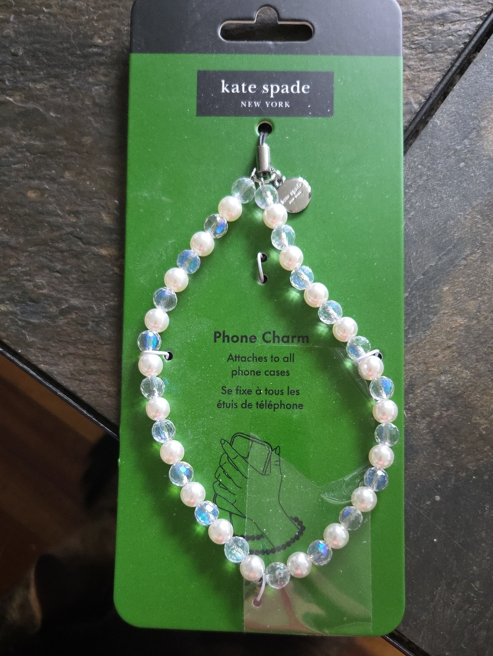 kate spade Iridescent Crystal and Pearl Phone Strap